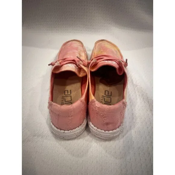 Hey Dude Wendy Tie Dye Lemon Ombre Pink Yellow Shoes Women’s Size 10 - Picture 5 of 15